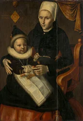 Mère et enfant en costume de la Hollande du Nord